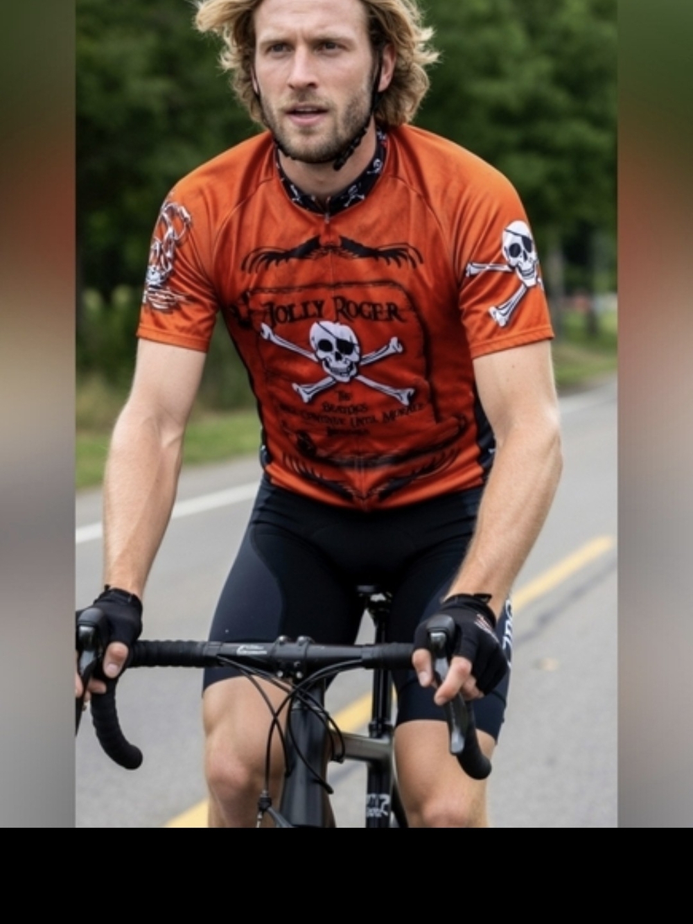NWOT Red Jolly Roger Skull Cycling Jersey - Unique. Mens Medium.